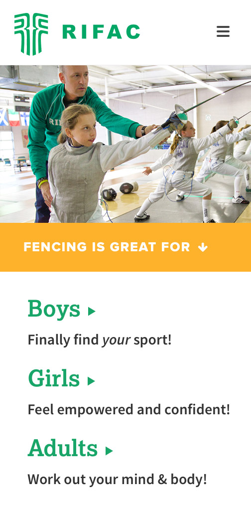 web design: Rhode Island Fencing Academy