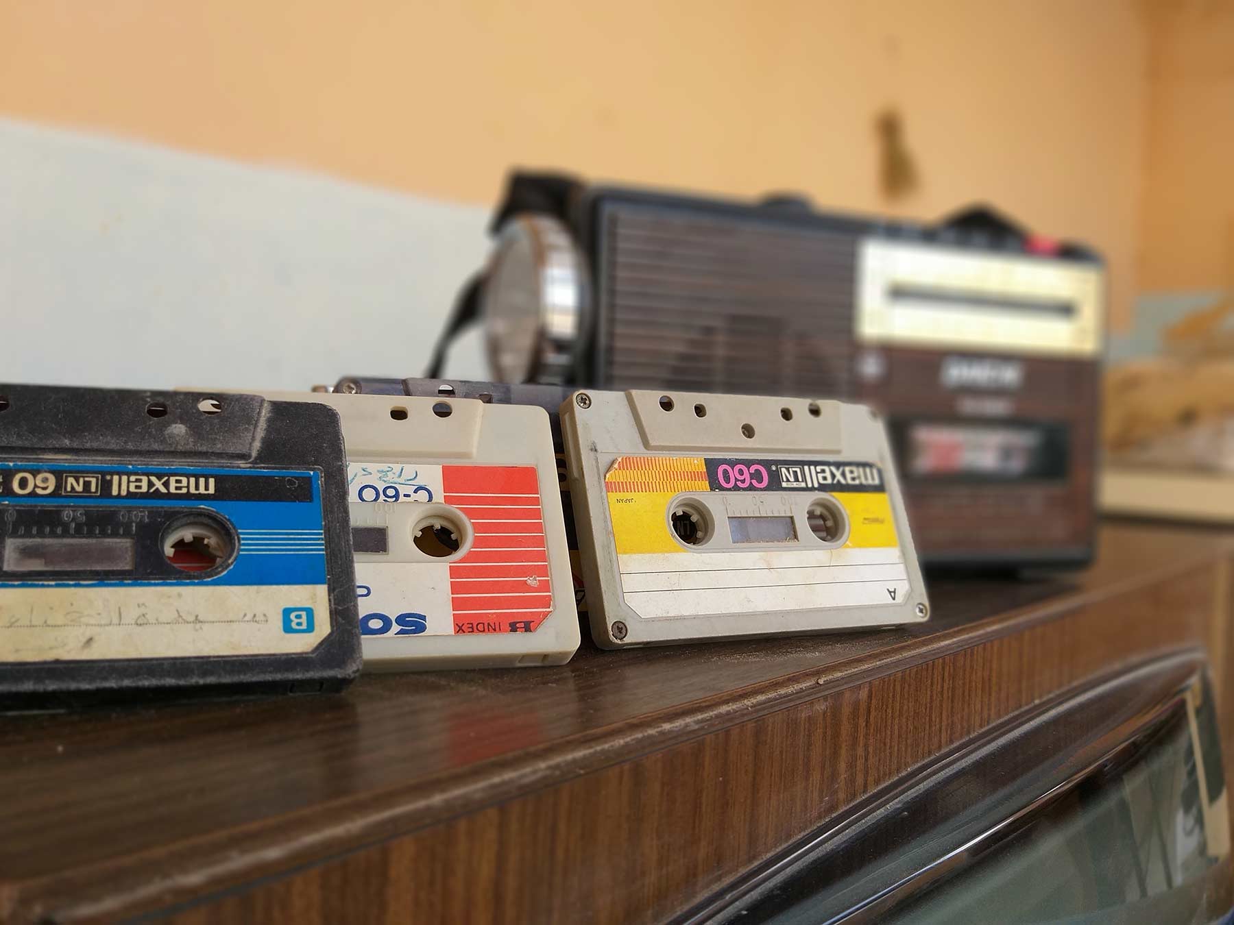 old cassette tapes and radio